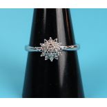 White gold diamond cluster ring