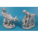 2 Royal Copenhagen figures - Boy with bull & Girl milking cow