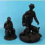 2 bronzed figures