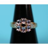 Gold pink topaz & diamond set ring