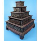 Unusual Oriental stepton collectors drawers - Approx H: 43cm