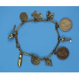 Gold charm bracelet (possibly some coins are not gold)