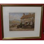 Watercolour - Country scene c1880 signed Isobella Howliten - Approx image size W: 36cm x H: 26cm