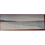 Oil on canvas - Coastal scene by Adeline Fletcher - Approx image size W: 120cm x H: 40cm