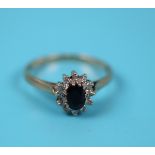 Gold diamond & sapphire cluster ring