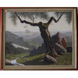 Oil painting signed F Fernandez - Mountain scene - Approx image size W: 80cm x H: 64cm