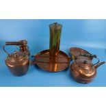 Collection of metalware to include copper kettles and trench art