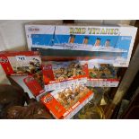 Five boxes of airfix soldiers & model RMS Titanic