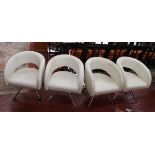 Set of 4 swivel armchairs - White leather