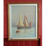 Oil - Sailing boats by William Shephard 1968