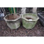 Pair of stone octagonal planters