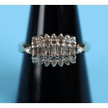 Gold baguette diamond set ring