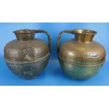 Pair of large brass jugs