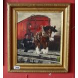 Oil signed G Hopkins - Horse & railway scene