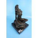 Bronze figure on marble base - Nude - Height approx 35cm