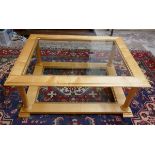 2 tier glass top coffee table - Approx L: 120cm W: 96cm H: 49cm