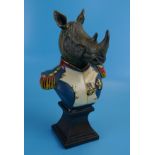 Rhino Napolean bust - Height approx 25cm