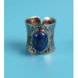 Silver & lapis scarf ring