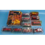Collection of diecast fire engines & magazines