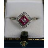 Gold diamond and ruby set ring