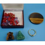 Small collection of curios to include silver gilt ring