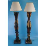 2 tribal style lamps - Height approx 94cm