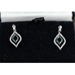 Pair gold 2 coloured diamond earrings