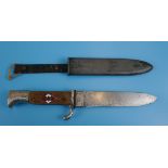 Post war scout knife in the fashion of a WWII Hitler Youth dagger with sheath
