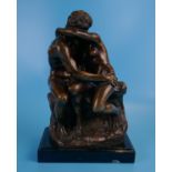 Bronze on marble base - The Kiss - Height approx 25cm