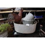 Collection of metalware to include galvanised bucket and watering can