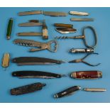 Collection of pocket knives, whistles etc