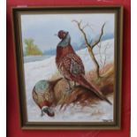 Oil on board - Pheasants