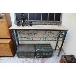 Iron & marble top console table - Approx W: 144cm D: 35cm H: 98cm