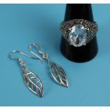 Silver earrings & silver ring