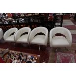 Set of 4 swivel armchairs - White leather