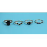 4 gold stone set rings - Gross weight approx 6.4g