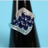 Unusual white gold sapphire & diamond ring