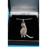 Silver cat pendant on silver chain
