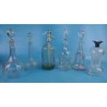 5 decanters & soda syphon