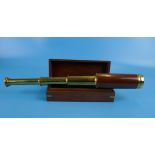 Reproduction brass telescope in wooden case