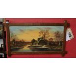 Oak framed oil by Horst Baumgart with COA - Approx image size: 98cm x 48cm