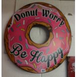 Donut worry - Be Happy metal sign - Approx diameter: 65cm