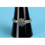 Gold diamond set cluster ring
