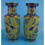 Pair of large cloisonné vases - Height approx 35cm