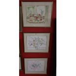 Set of 3 signed watercolours