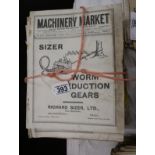 Large collection of early machinery magazines to include Machinery Market