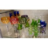 Collection of glass to include Bohemian examples