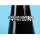 Gold triple row diamond ring