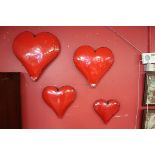 Set of 4 graduated oil can sculpture love hearts