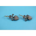 Pair of pearl & diamond set earrings